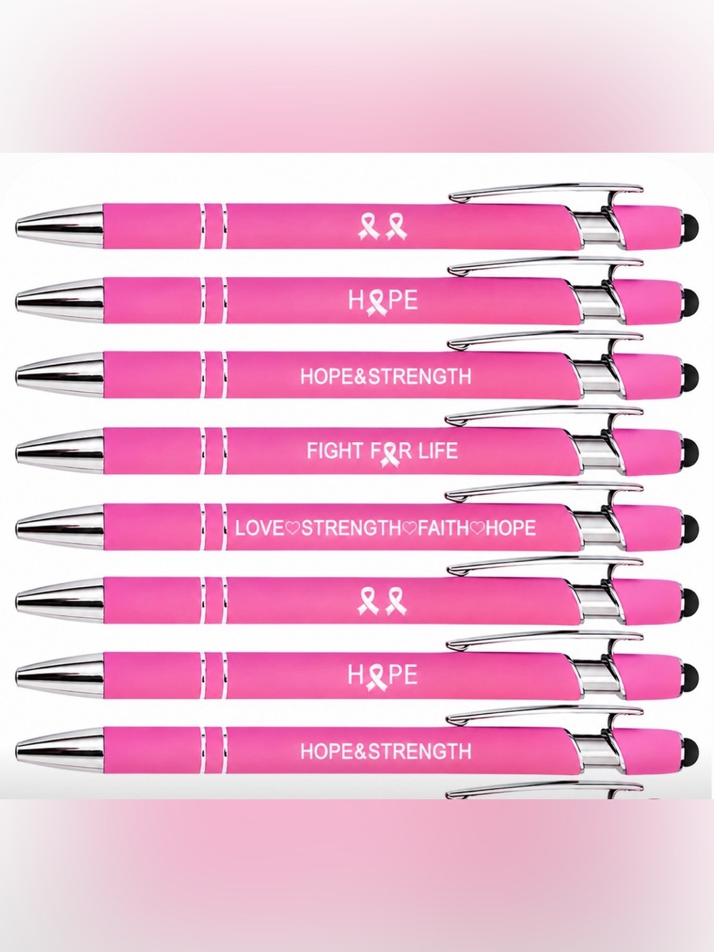 BUY NOW - Random Mix of 5 Breast Cancer Awareness Stylus Pens